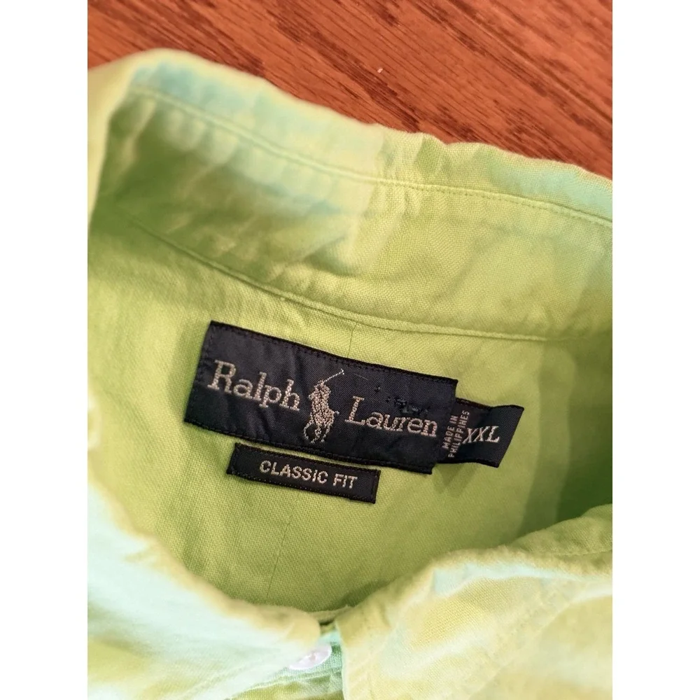 Ralph Lauren Mens XXL Lime Green Short Sleeve Oxford Button Down Pony Logo Shirt